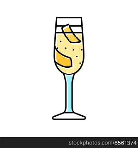french 75 cocktail glass drink color icon vector. french 75 cocktail glass drink sign. isolated symbol illustration. french 75 cocktail glass drink color icon vector illustration