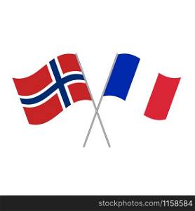 French and Norwegian flags vector isolated on white background. French and Norwegian flags vector isolated
