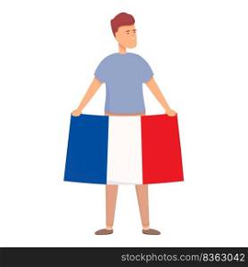French boy with flag icon cartoon vector. World child. Cute boy. French boy with flag icon cartoon vector. World child