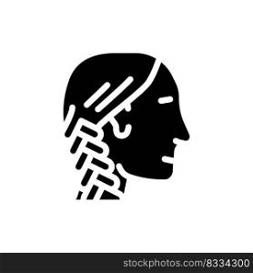 french braid hairstyle female glyph icon vector. french braid hairstyle female sign. isolated symbol illustration. french braid hairstyle female glyph icon vector illustration