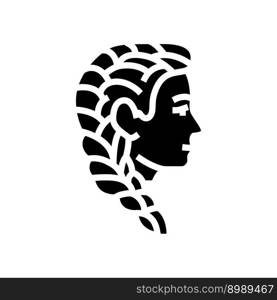 french braid hairstyle female glyph icon vector. french braid hairstyle female sign. isolated symbol illustration. french braid hairstyle female glyph icon vector illustration