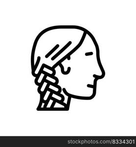 french braid hairstyle female line icon vector. french braid hairstyle female sign. isolated contour symbol black illustration. french braid hairstyle female line icon vector illustration