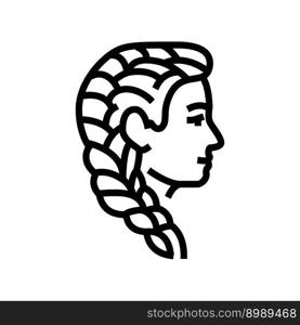 french braid hairstyle female line icon vector. french braid hairstyle female sign. isolated contour symbol black illustration. french braid hairstyle female line icon vector illustration