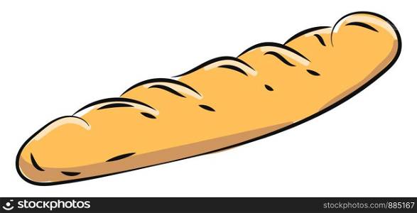 French bread loaf, illustration, vector on white background.
