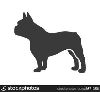 French bulldog silhouette. Pointer doggy clipart contour, vector icon isolated on white background. French bulldog silhouette. Pointer doggy clipart contour, vector icon
