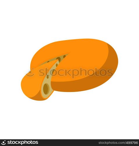 French cheese icon in cartoon style on a white background . French cheese icon, cartoon style