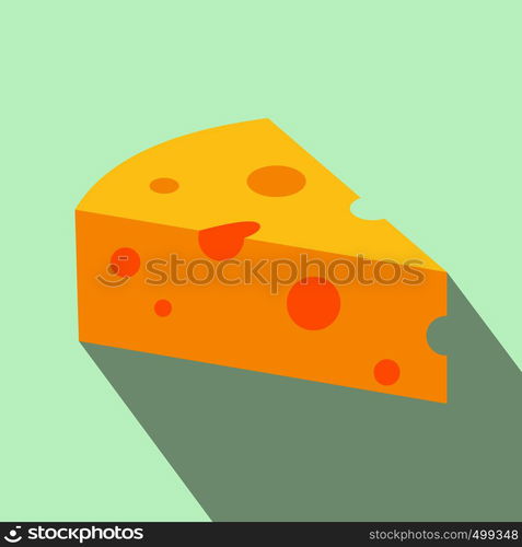 French cheese icon in flat style on a light blue background. French cheese icon, flat style