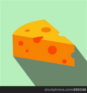 French cheese icon in flat style on a light blue background. French cheese icon, flat style