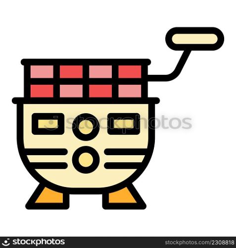 French deep fryer icon. Outline french deep fryer vector icon color flat isolated. French deep fryer icon color outline vector