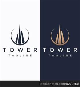 French eiffel tower building Logo Design and high tower.With vector illustration edits.