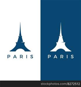 French eiffel tower building Logo Design and high tower.With vector illustration edits.