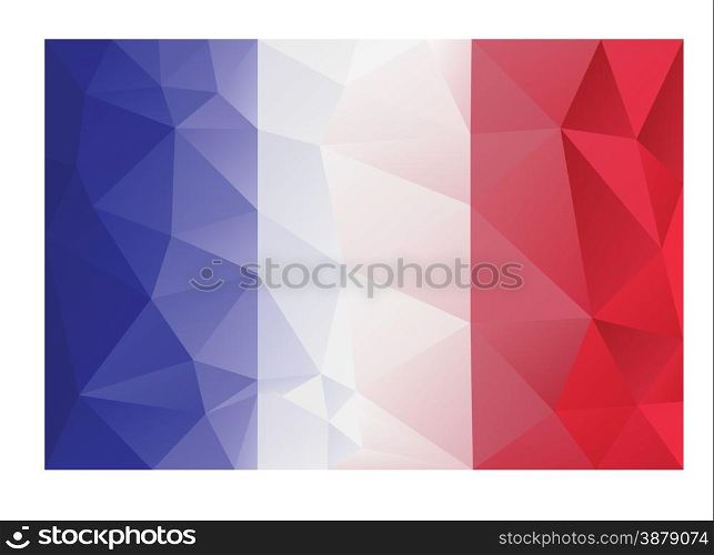 French flag in low poly design style vector illustration.