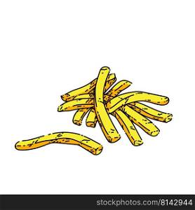 french fries hand drawn vector. potato food, fry snack, fast chip french fries sketch. isolated color illustration. french fries sketch hand drawn vector