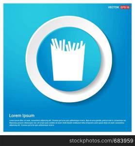French fries icon Abstract Blue Web Sticker Button - Free vector icon