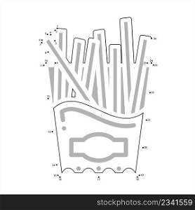 French Fries Icon Connect The Dots, Fast Food Icon, Finger Chips, Deep Fried Potato Vector Art Illustration, Puzzle Game Containing A Sequence Of Numbered Dots