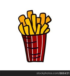 French fries icon. Fast food doodle badge. Funny vector print. French fries icon. Fast food doodle badge. Funny vector print.