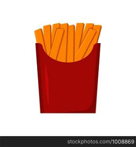 french fries in a red paper bag, vector. french fries in a red paper bag