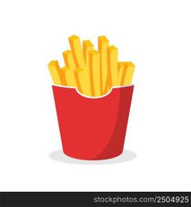French fries isolated on white background. Potato sticks. Fast food snack. Street food concept. Vector stock