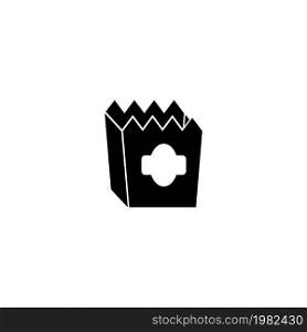 French Fries Paper Box. Flat Vector Icon illustration. Simple black symbol on white background. French Fries Paper Box sign design template for web and mobile UI element. French Fries Paper Box Flat Vector Icon