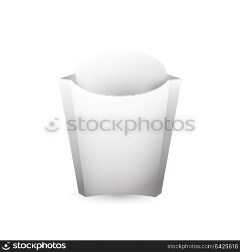 French Fries White Paper Box. On White Background Isolated. Ready For Your Design. Product Packing Vector EPS10