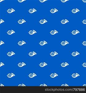 French horn pattern repeat seamless in blue color for any design. Vector geometric illustration. French horn pattern seamless blue
