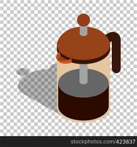 French press coffee maker isometric icon 3d on a transparent background vector illustration. French press coffee maker isometric icon