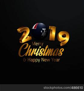 French Southern and Antarctic Lands Flag 2019 Merry Christmas Typography. New Year Abstract Celebration background