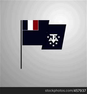 French Southern and Antarctic Lands waving Flag design vector