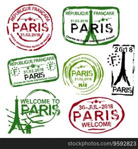 French visa stamps vector image