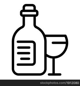 French wine icon outline vector. Food bottle. Champagne glass. French wine icon outline vector. Food bottle