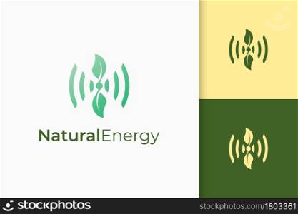 Frequency or signal logo in leaf and wireless shape for technology