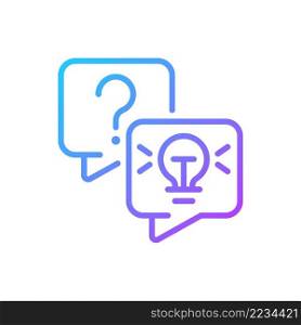Frequently asked questions gradient linear vector icon. Service information. Help desk. Online shopping. Thin line color symbol. Modern style pictogram. Vector isolated outline drawing. Frequently asked questions gradient linear vector icon