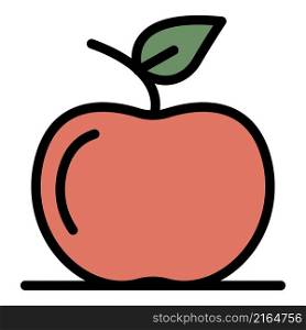 Fresh apple icon. Outline fresh apple vector icon color flat isolated. Fresh apple icon color outline vector
