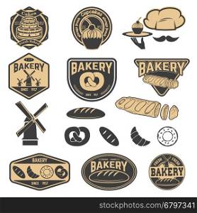 Fresh bakery labels. Cupcakes labels. Design elements for logo, label, emblem, sign. Vector illustration.
