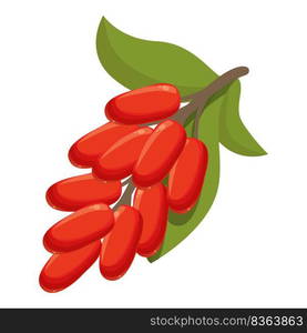 Fresh barberry icon cartoon vector. Goji fruit. Organic plant. Fresh barberry icon cartoon vector. Goji fruit