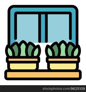 Fresh basil icon outline vector. Eco garden. Plant windowsill color flat. Fresh basil icon vector flat