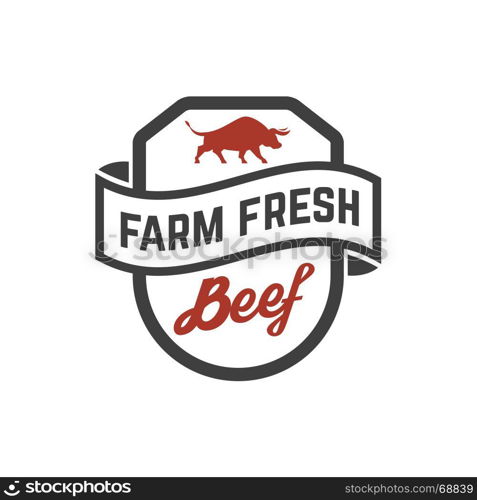 Fresh beef emblem on white background on white background. Design element for logo, label, emblem, sign. Vector illustration. Fresh beef emblem on white background on white background. Desig