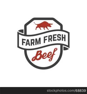 Fresh beef emblem on white background on white background. Design element for logo, label, emblem, sign. Vector illustration. Fresh beef emblem on white background on white background. Desig