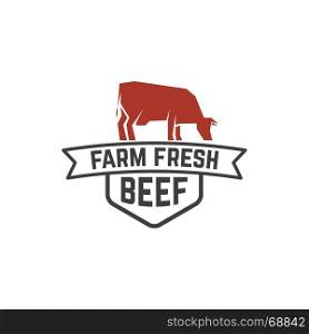 Fresh beef emblem on white background on white background. Design element for logo, label, emblem, sign. Vector illustration. Fresh beef emblem on white background on white background. Desig