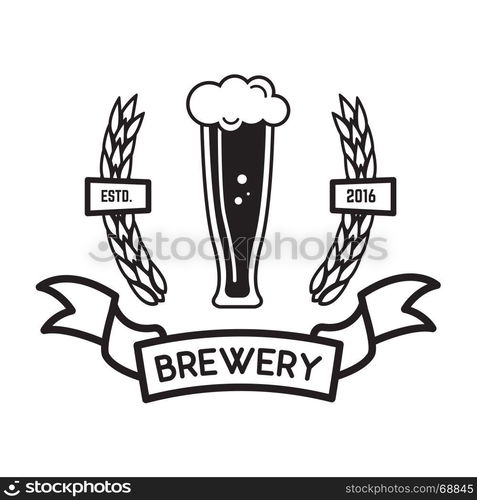 Fresh beer emblem on white background on white background. Design element for logo, label, emblem, sign. Vector illustration. Fresh beer emblem on white background on white background. Desig