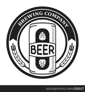Fresh beer emblem on white background on white background. Design element for logo, label, emblem, sign. Vector illustration. Fresh beer emblem on white background on white background. Desig