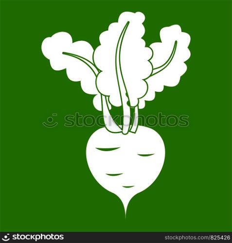 Fresh beetroot icon white isolated on green background. Vector illustration. Fresh beetroot icon green