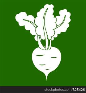 Fresh beetroot icon white isolated on green background. Vector illustration. Fresh beetroot icon green