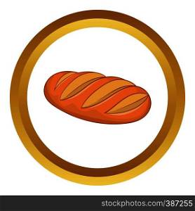 Fresh bread vector icon in golden circle, cartoon style isolated on white background. Fresh bread vector icon