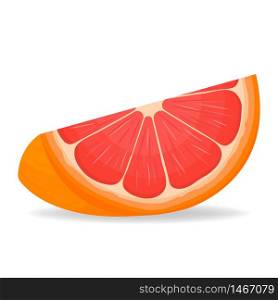 Fresh bright exotic cut slice grapefruit isolated on white background. Summer fruits for healthy lifestyle. Organic fruit. Cartoon style. Vector illustration for any design.