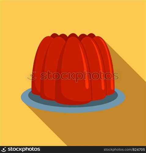 Fresh brown cake on plate icon. Flat illustration of fresh brown cake on plate vector icon for web design. Fresh brown cake on plate icon, flat style