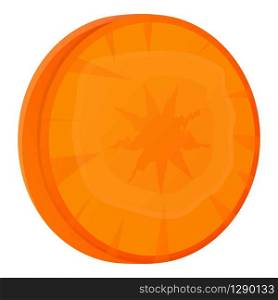 Fresh carrot slice icon. Cartoon of fresh carrot slice vector icon for web design isolated on white background. Fresh carrot slice icon, cartoon style