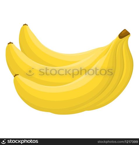 Fresh cartoon yellow banana bunch icon logo emblem isolated on white background. Vector illustration for any design.