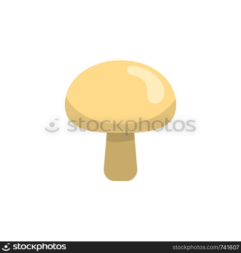 Fresh champignon isolated on white background. Mushroom icon for market, recipe design. Organic food. Cartoon style. Vector illustration for design.