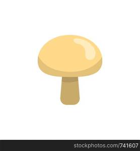 Fresh champignon isolated on white background. Mushroom icon for market, recipe design. Organic food. Cartoon style. Vector illustration for design.